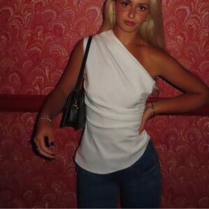 White one shoulder top